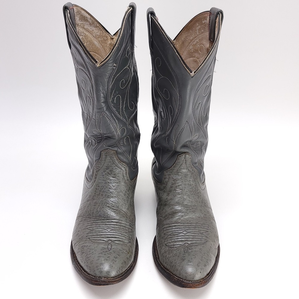 Vintage Biltrite Gray Leather Western Cowboy Boots Men's 9 D Boot Country Rodeo - Picture 3 of 9